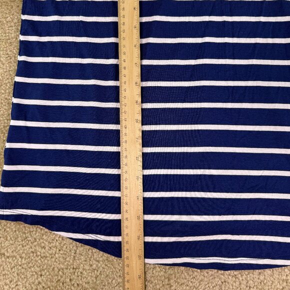 Gap Women's Soft Jersey Relaxed Short Sleeve V-Neck Top Size L Blue Striped E871 - Picture 8 of 9